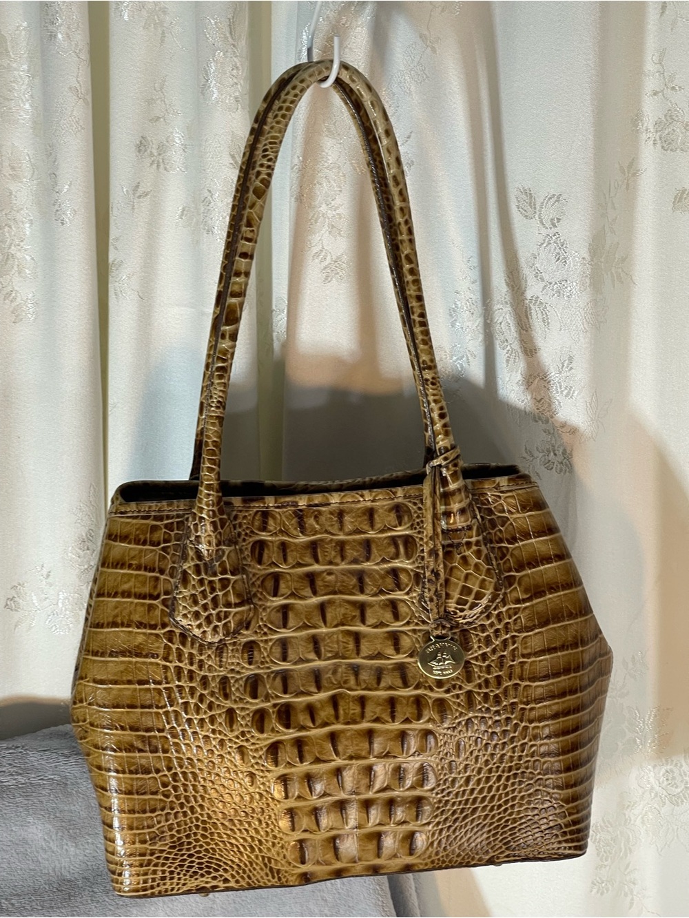 Brahmin Butterscotch Croc-Embossed Shoulder Bag